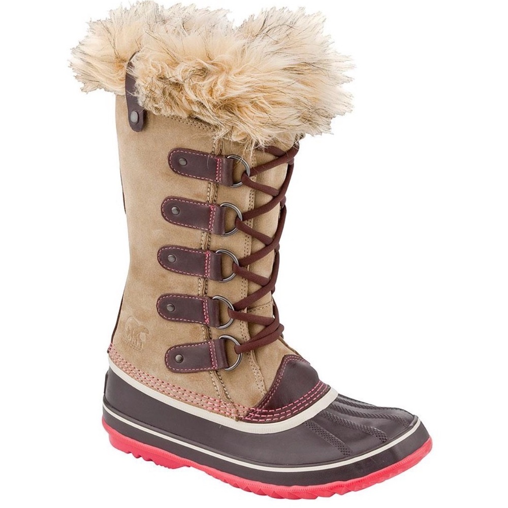 SOREL Joan of Arctic Faux Fur Winter Boots Tan and Pink - Picture 4 of 15